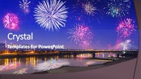  Presentation with fireworks on chinese new year - Colorful slide deck enhanced with displaying beautiful river - new year fireworks display backdrop and a cobalt blue colored foreground