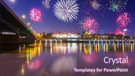  Presentation with new year - Beautiful PPT layouts featuring displaying beautiful river - new year fireworks display backdrop and a violet colored foreground