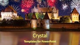  Presentation with new years - Cool new PPT layouts with displaying beautiful river - new years firework display backdrop and a tawny brown colored foreground