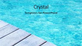  Presentation with water river - Slide set featuring displaying beautiful river - wooden surface on water background background and a cyan colored foreground