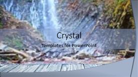  Presentation with waterfall - Beautiful PPT layouts featuring displaying beautiful river - wooden table and waterfall backdrop and a light blue colored foreground