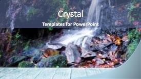  Presentation with waterfall - Colorful PPT theme enhanced with displaying beautiful river - wooden table and waterfall backdrop and a ocean colored foreground