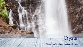  Presentation with old wooden table food - Audience pleasing slide deck consisting of displaying beautiful river - wooden table and waterfall backdrop and a sky blue colored foreground
