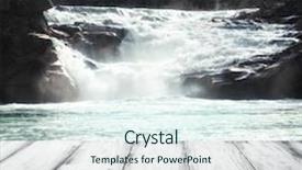 Presentation with dark vintage wood table texture - Audience pleasing slide deck consisting of displaying beautiful river - wooden table and waterfall backdrop and a sky blue colored foreground
