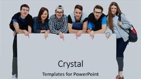  Presentation with college students - Beautiful presentation theme featuring displaying blank billboard against white backdrop and a light gray colored foreground