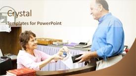  Presentation with book store - Slides enhanced with displaying book candl - store clerk in a wheelchair background and a cream colored foreground