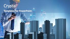  Presentation with planning - Audience pleasing presentation consisting of displaying construction - futuristic architect doing urban planning backdrop and a teal colored foreground