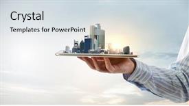  Presentation with model persia kuno - Audience pleasing PPT layouts consisting of displaying construction - modern city model backdrop and a  colored foreground