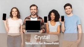  Presentation with group of happy couples - Presentation design featuring displaying fun - photo of happy group background and a coral colored foreground