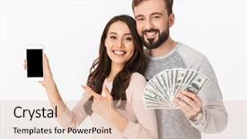  Presentation with photo display - PPT theme having displaying fun - photo of happy young loving background and a lemonade colored foreground