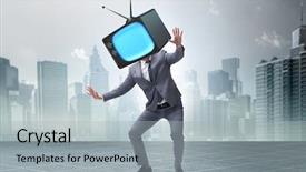  Presentation with zombie - Beautiful slide set featuring displaying human brain - media zombie concept with man backdrop and a  colored foreground