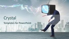  Presentation with zombie - Amazing presentation having displaying human brain - media zombie concept with man backdrop and a  colored foreground