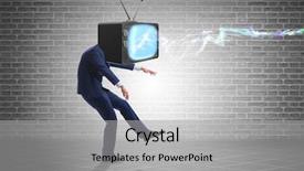  Presentation with zombie - Presentation design with displaying human brain - media zombie concept with man background and a  colored foreground