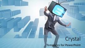  Presentation with zombie - Slide deck having displaying human brain - media zombie concept with man background and a  colored foreground