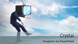  Presentation with zombie - Slide deck featuring displaying human brain - media zombie concept with man background and a  colored foreground