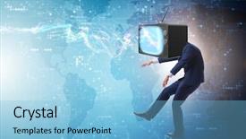  Presentation with zombie - Cool new theme with displaying human brain - media zombie concept with man backdrop and a  colored foreground