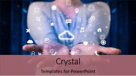  Presentation with information technology cloud - Beautiful presentation theme featuring displaying information from cloud technology backdrop and a coral colored foreground