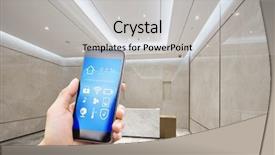  Presentation with office desk reception - Audience pleasing slide set consisting of desk of modern office building backdrop and a light gray colored foreground