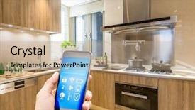  Presentation with smart home - Slide set featuring mobile phone with smart home background and a coral colored foreground