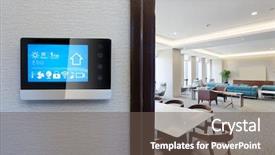  Presentation with smart - Colorful slide deck enhanced with thermostats - smart screen on wall backdrop and a  colored foreground