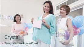  Presentation with new baby - Cool new presentation theme with displaying new gift at baby backdrop and a light blue colored foreground