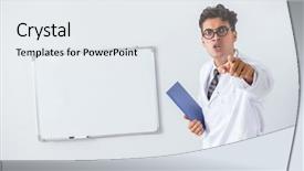  Presentation with scientist - Audience pleasing slides consisting of displaying stethoscope - funny doctor scientist making presentation backdrop and a sky blue colored foreground