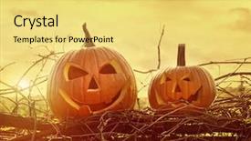  Presentation with grapevine - Cool new PPT theme with displaying various colorful - funny face pumpkins sitting backdrop and a  colored foreground