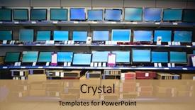  Presentation with crystal - Audience pleasing presentation consisting of displays and monitors in electronics backdrop and a coral colored foreground