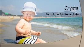  Presentation with baptism baby boy - Audience pleasing presentation consisting of displeased baby boy wearing hat backdrop and a light blue colored foreground