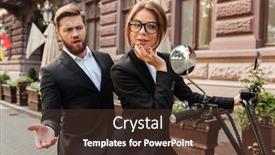  Presentation with modern elegant - Cool new presentation theme with displeased bearded business man sitting on modern motorbike outdoors with elegant woman which looking at mirror backdrop and a tawny brown colored foreground