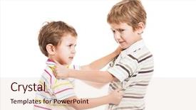  Presentation with two small brothers - Presentation consisting of displeased child boy brothers fighting background and a lemonade colored foreground