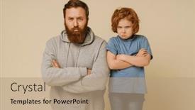  Presentation with ginger - PPT layouts with displeased-ginger-father-and-son background and a coral colored foreground