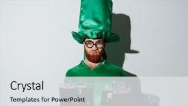  Presentation with costume - Presentation theme having displeased man in st patriks background and a  colored foreground