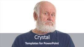  Presentation with old man - Beautiful presentation design featuring displeased man isolated on withe backdrop and a ocean colored foreground