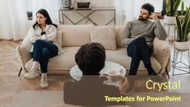  Presentation with family therapy - Theme enhanced with displeased-married-couple-in-quarrel background and a violet colored foreground