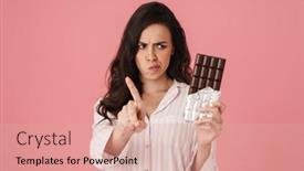  Presentation with finger - Beautiful slides featuring displeased-woman-wagging-her-finger backdrop and a coral colored foreground