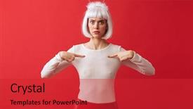  Presentation with christmas red - Presentation design with displeased woman wearing christmas carnival background and a  colored foreground