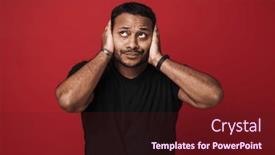  Presentation with ears - PPT theme featuring displeased-young-indian-man-wearing background and a wine colored foreground