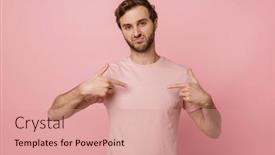  Presentation with pink - PPT theme with displeased-young-man-in-pink background and a  colored foreground