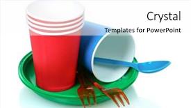  Presentation with bright white - Beautiful PPT layouts featuring disposable cup - bright plastic tableware isolated backdrop and a  colored foreground