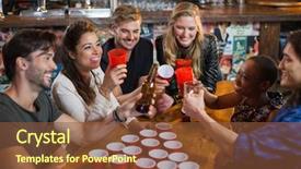  Presentation with beer pong table - Audience pleasing slides consisting of disposable cups on table backdrop and a tawny brown colored foreground