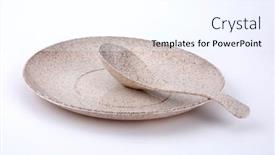  Presentation with cutlery - Presentation design consisting of disposable-cutlery-plates-and-spoons background and a  colored foreground