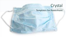  Presentation with medical face mask - Slide set featuring disposable face mask isolated background and a sky blue colored foreground