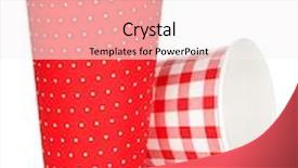  Presentation with paper cups - Audience pleasing theme consisting of disposable paper cups isolated on white background backdrop and a sky blue colored foreground