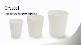  Presentation with paper cups - PPT layouts enhanced with disposable paper cups on white background and a white colored foreground