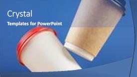  Presentation with paper cups - Presentation consisting of disposable-paper-flying-coffee-cups background and a ocean colored foreground