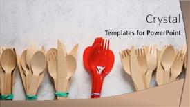  Presentation with cutlery - Theme with disposable-plastic-and-wooden-cutlery background and a light gray colored foreground