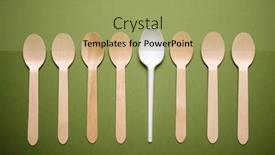  Presentation with plastic - Presentation design consisting of disposable-plastic-and-wooden-spoons background and a mint green colored foreground