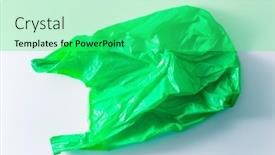  Presentation with environmental issues - PPT layouts enhanced with disposable-plastic-bag-waste-recycling background and a seafoam green colored foreground