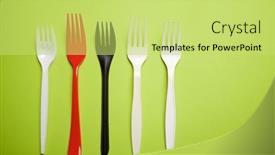  Presentation with plastic - Presentation theme consisting of disposable-plastic-forks background and a yellow colored foreground
